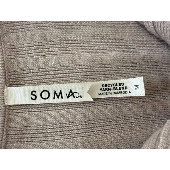 SOMA Ribbed Button-Up Cardigan Sweater Recycled Yarn Blend Neutral Size M - Picture 6 of 10
